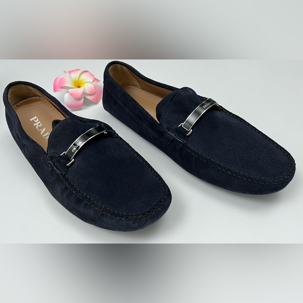 PRADA Suede Loafers Brown Size 9.5 Italian Luxury Slip-On